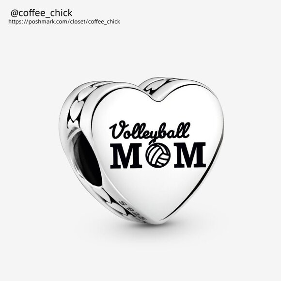 Pandora Engravable Volleyball Mom Heart Charm - Picture 1 of 2